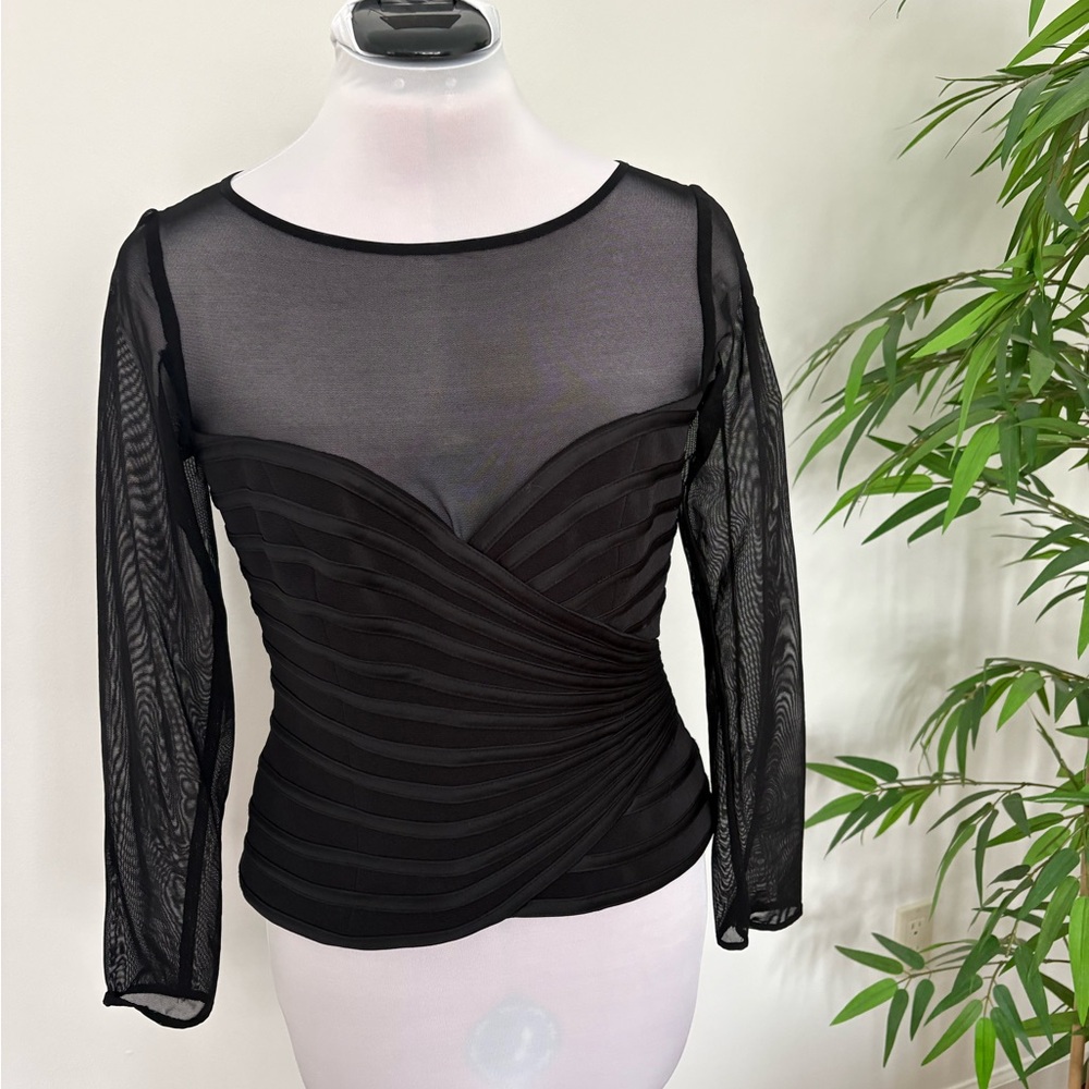 JS Collections Black Sheer Blouse